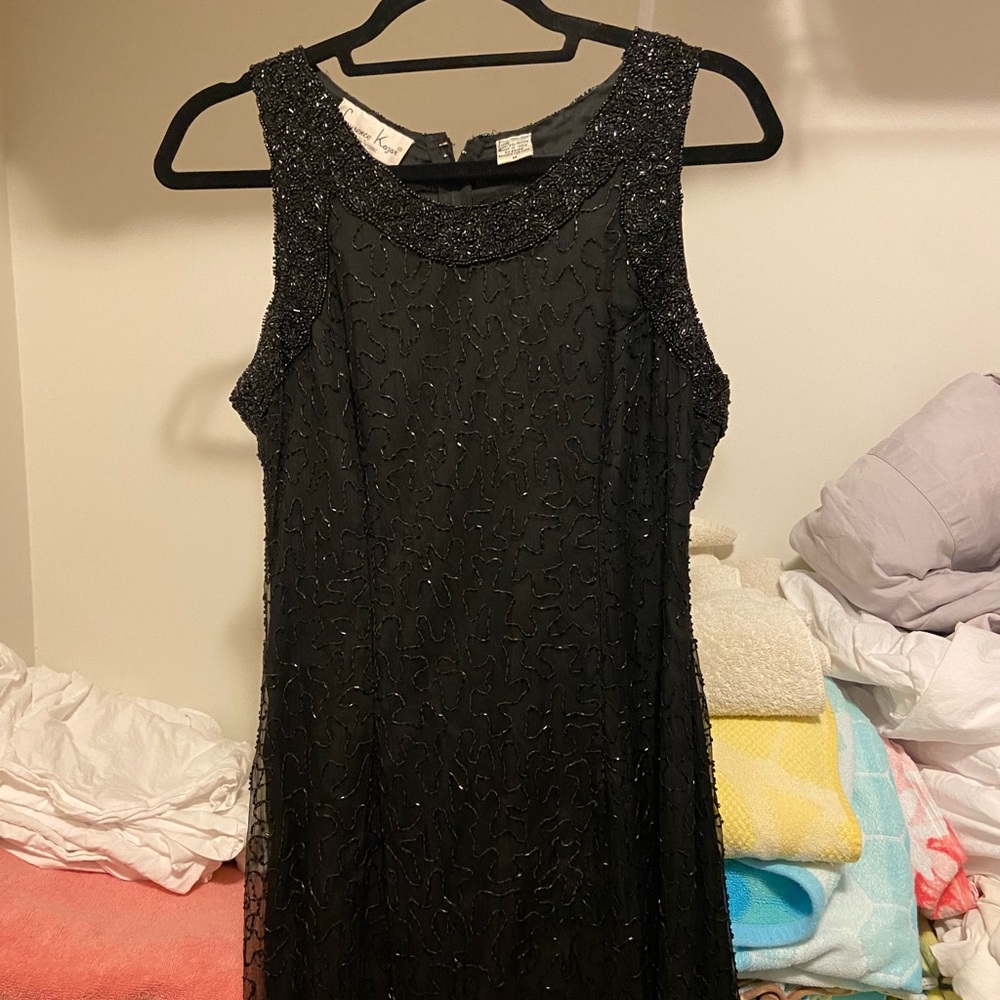 Laurence Kazar Black Beaded Dress